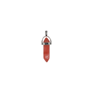 Dije de doble punta de cuarzo cherry facetado en color plateado