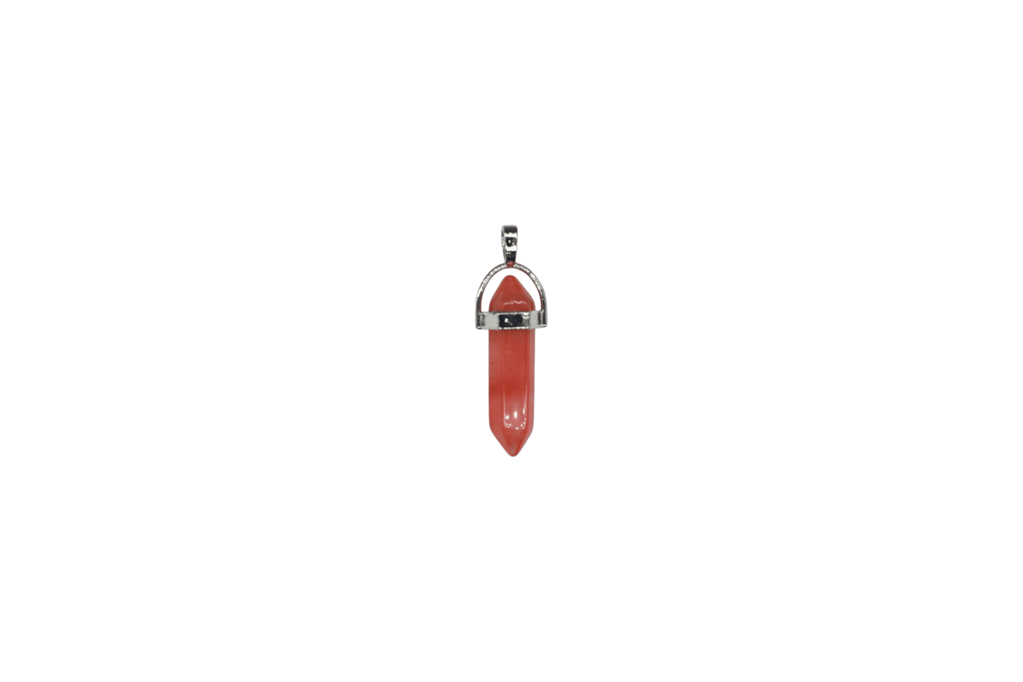 Dije de doble punta de cuarzo cherry facetado en color plateado