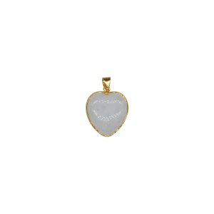 Dije de cuarzo cristal en forma de corazón en color dorado