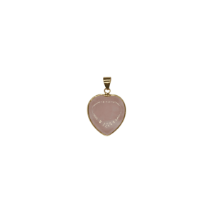 Dije de cuarzo rosa en forma de corazón en color dorado