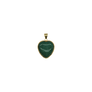 Dije de cuarzo verde en forma de corazón en color dorado