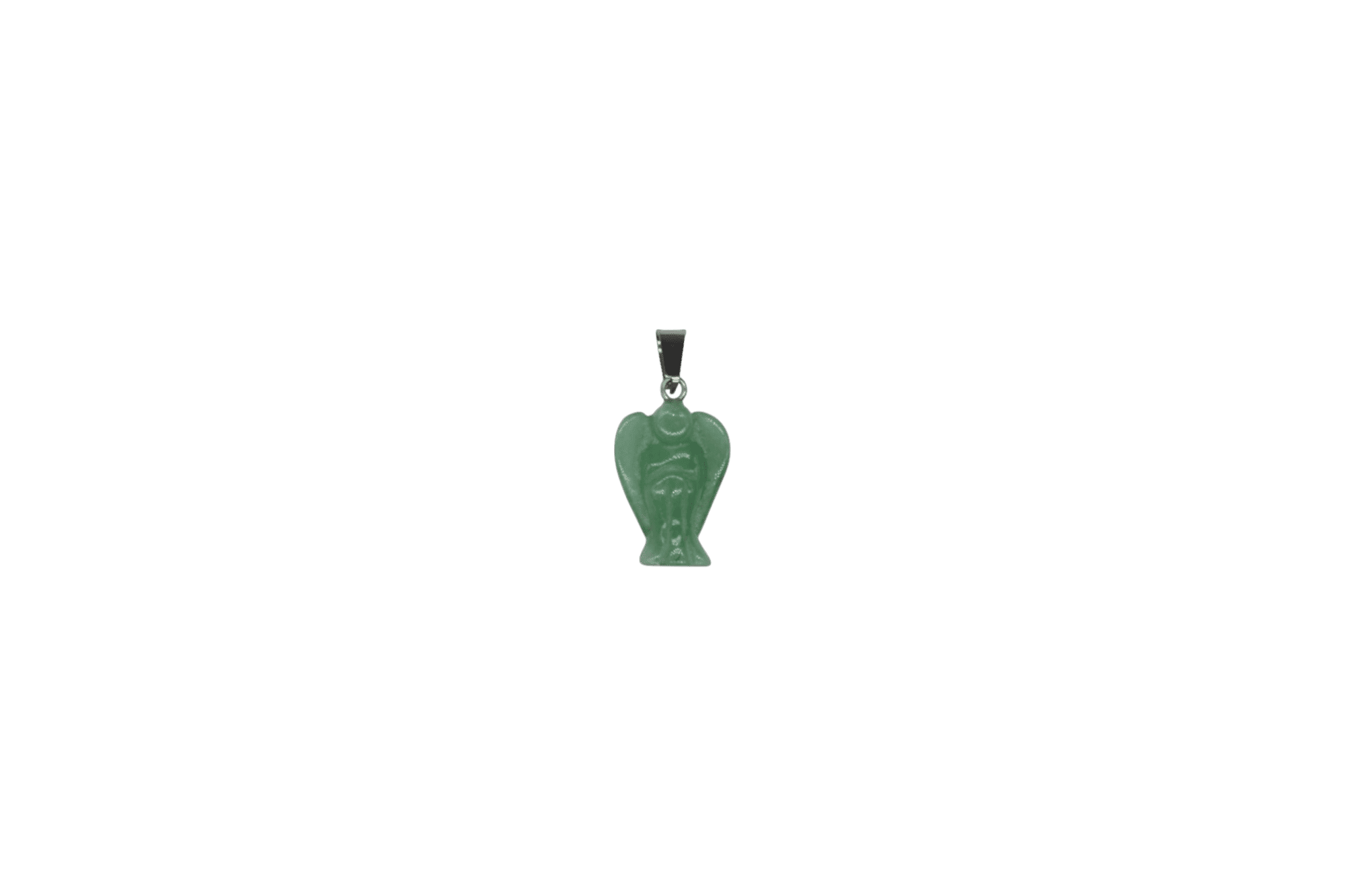 Dije de cuarzo verde en forma de angel
