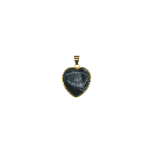 Dije de piedra jaspe jicorita en forma de corazón en color dorado