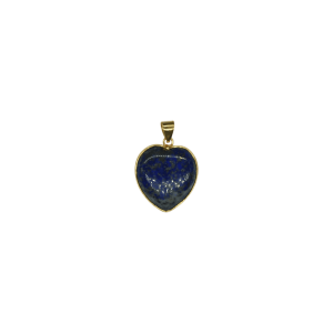 Dije de piedra lapislázuli en forma de corazón en color dorado