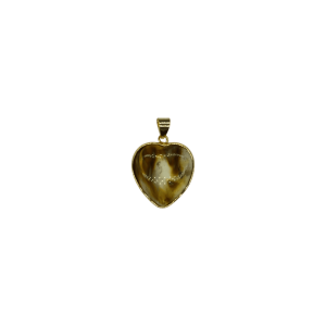 Dije de piedra lodolita en forma de corazón en color dorado
