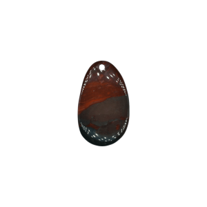 Lengueta de piedra obsidiana marrón con perforación