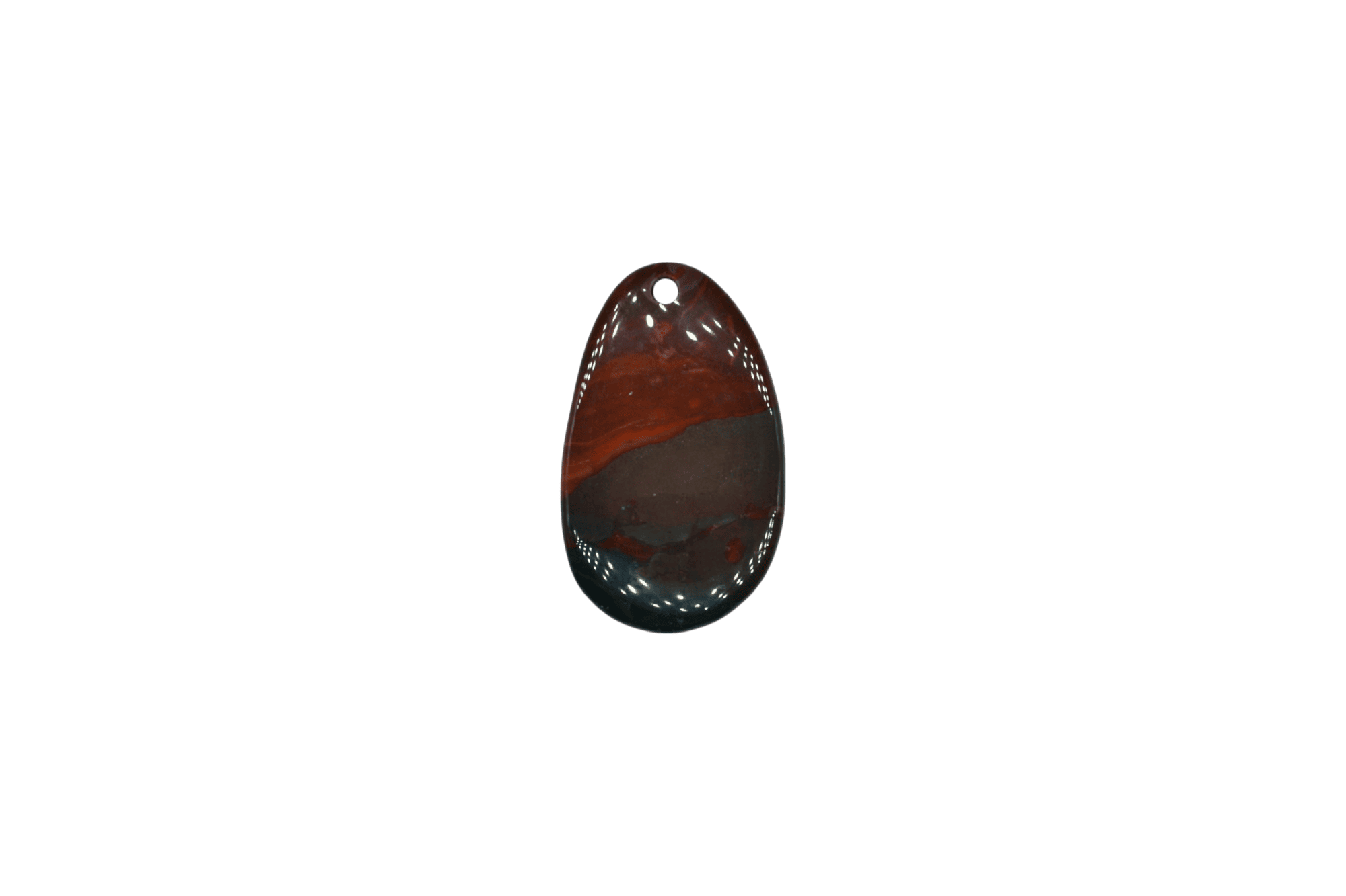 Lengueta de piedra obsidiana marrón con perforación