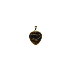Dije de piedra ojo de tigre en forma de corazón en color dorado