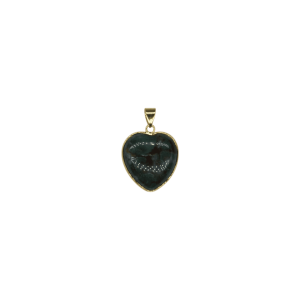 Dije de piedra sangre en forma de corazón en color dorado