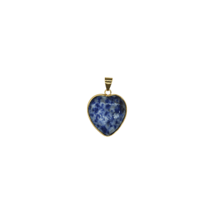 Dije de piedra sodalita en forma de corazón en color dorado