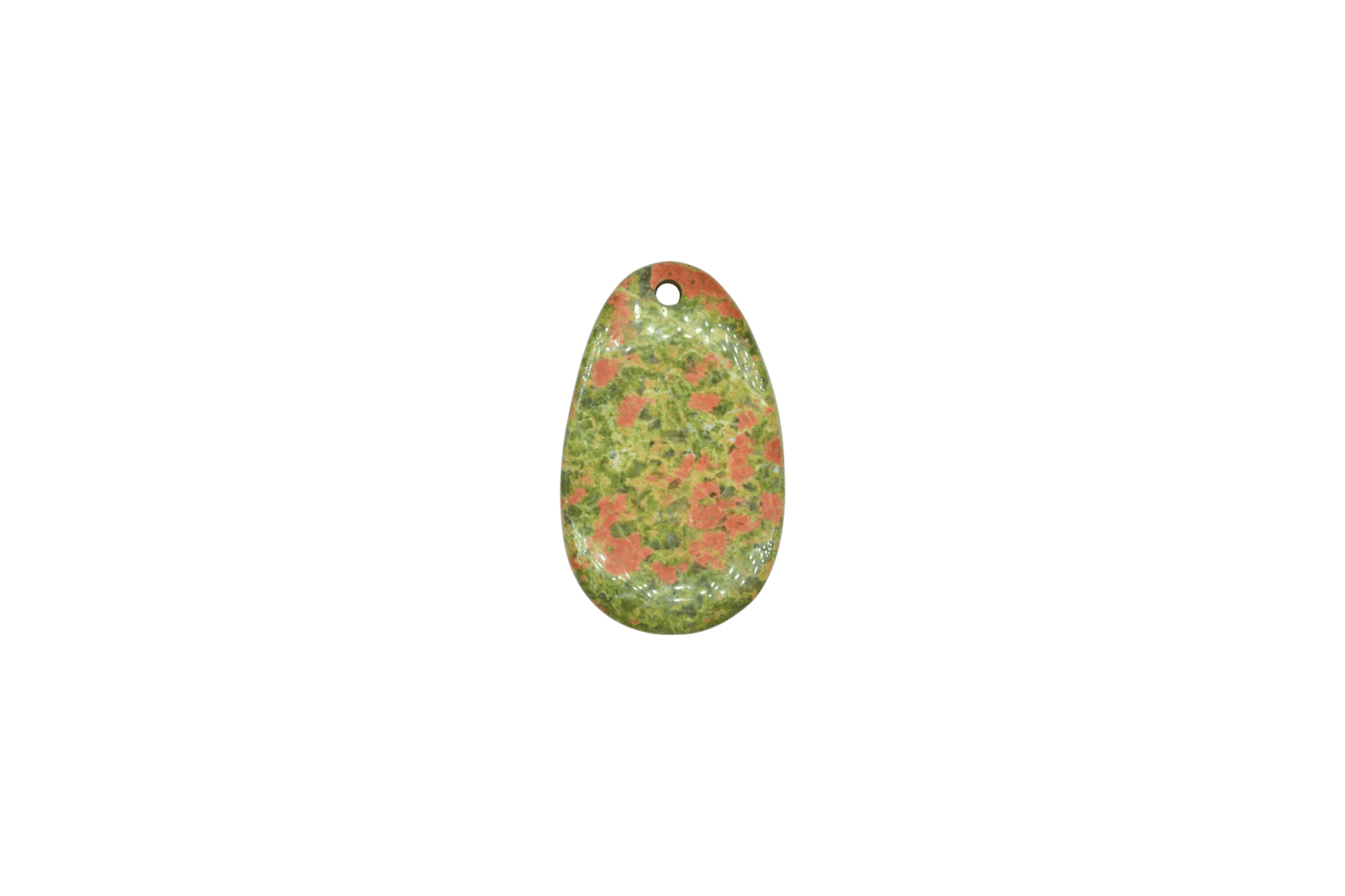 Lengueta de piedra unakita con perforación