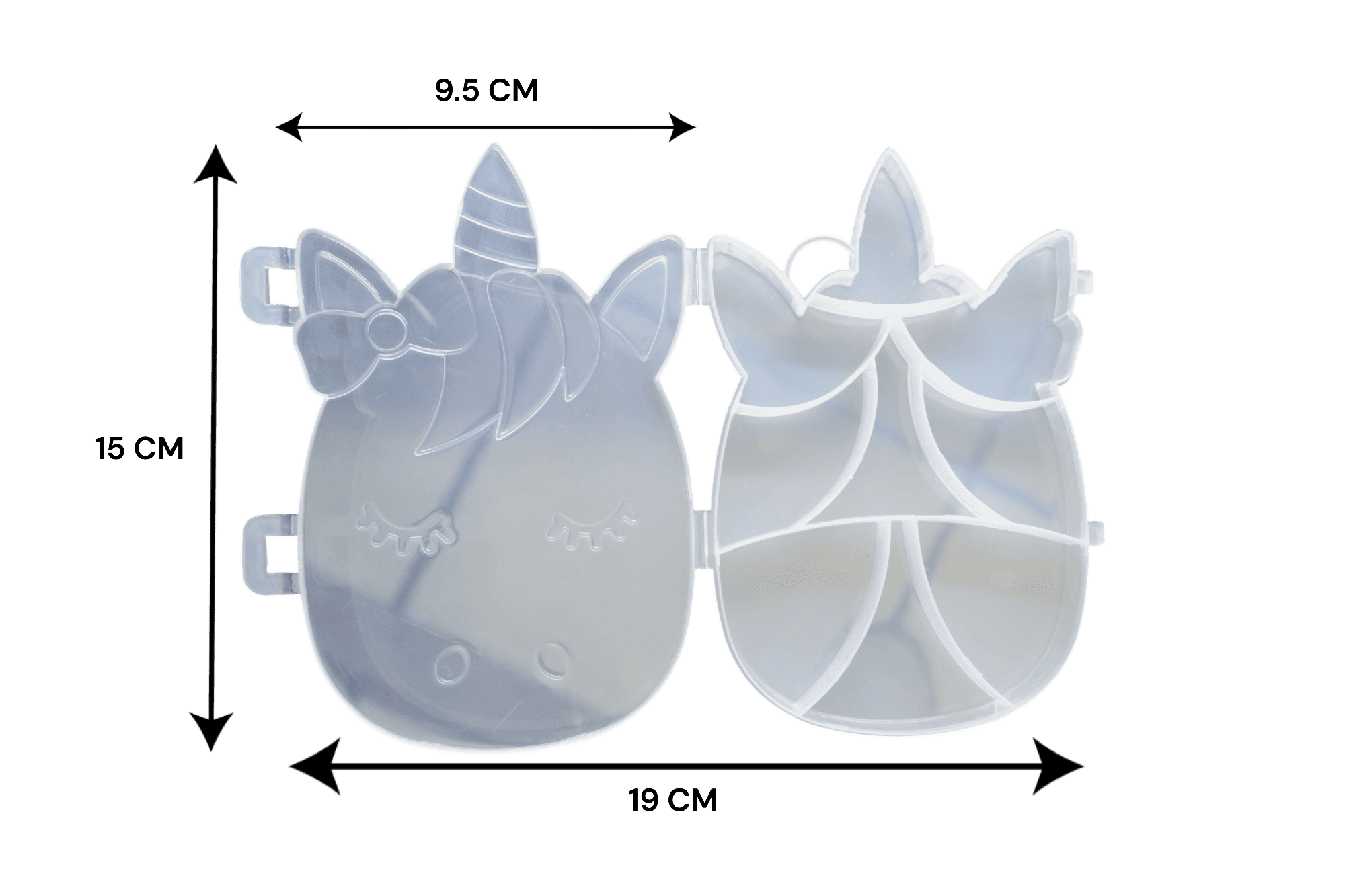 Estuche de plástico para bisutería en forma de unicornio | 9 divisiones - Imagen 2