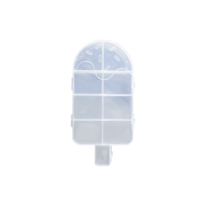 Estuche de plástico para bisutería en forma de paleta | 9 divisiones