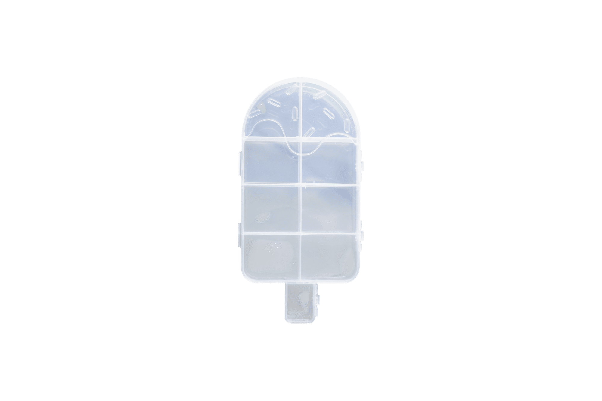 Estuche de plástico para bisutería en forma de paleta | 9 divisiones